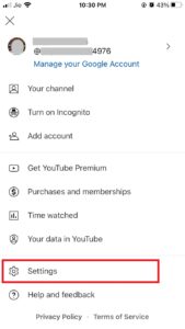 how to delete youtube search history on iphone step 2