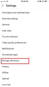 how to delete youtube search history on iphone step 3