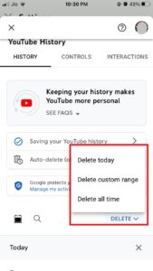 how to delete youtube search history on iphone step 5